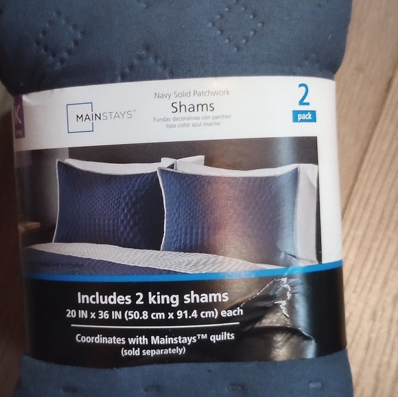 Navy Blue Quilted Pillow Sham - Picture 2 of 7